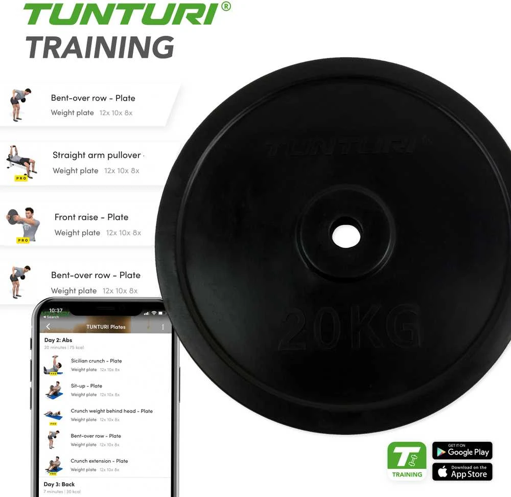 Gumuoti svamenys TUNTURI 0,5-20kg (Svoris: 1 x 20 kg)