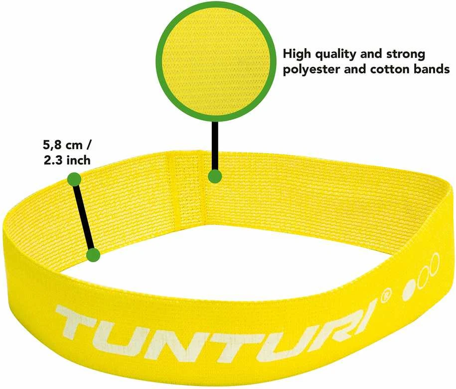 Mini treniruočių juostos TUNTURI CENTURI TEXTILE RESISTANCE BAND RINKINYS, 3 vnt.