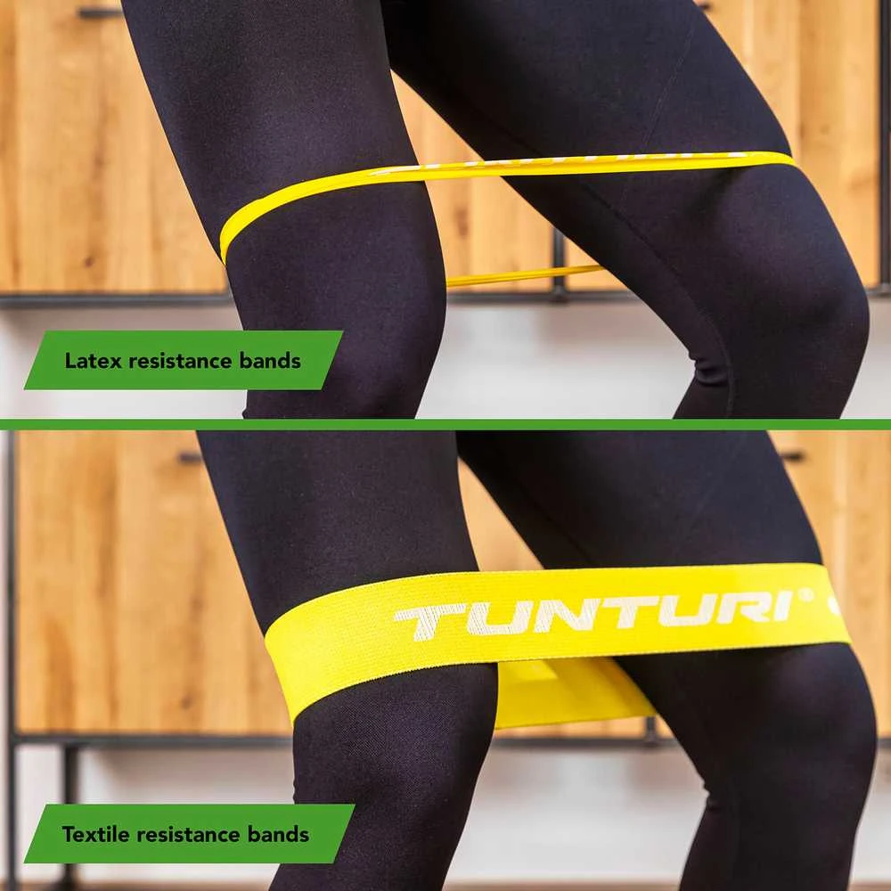Mini treniruočių juostos TUNTURI CENTURI TEXTILE RESISTANCE BAND RINKINYS, 3 vnt.