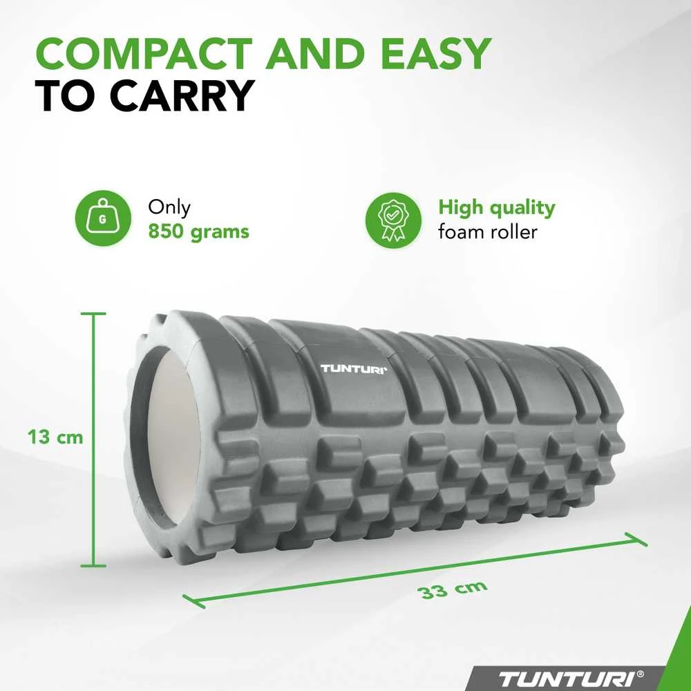 Masažinis Volas Tunturi Yoga Grid Foam Roller, 33 cm (Spalva: Pilka)