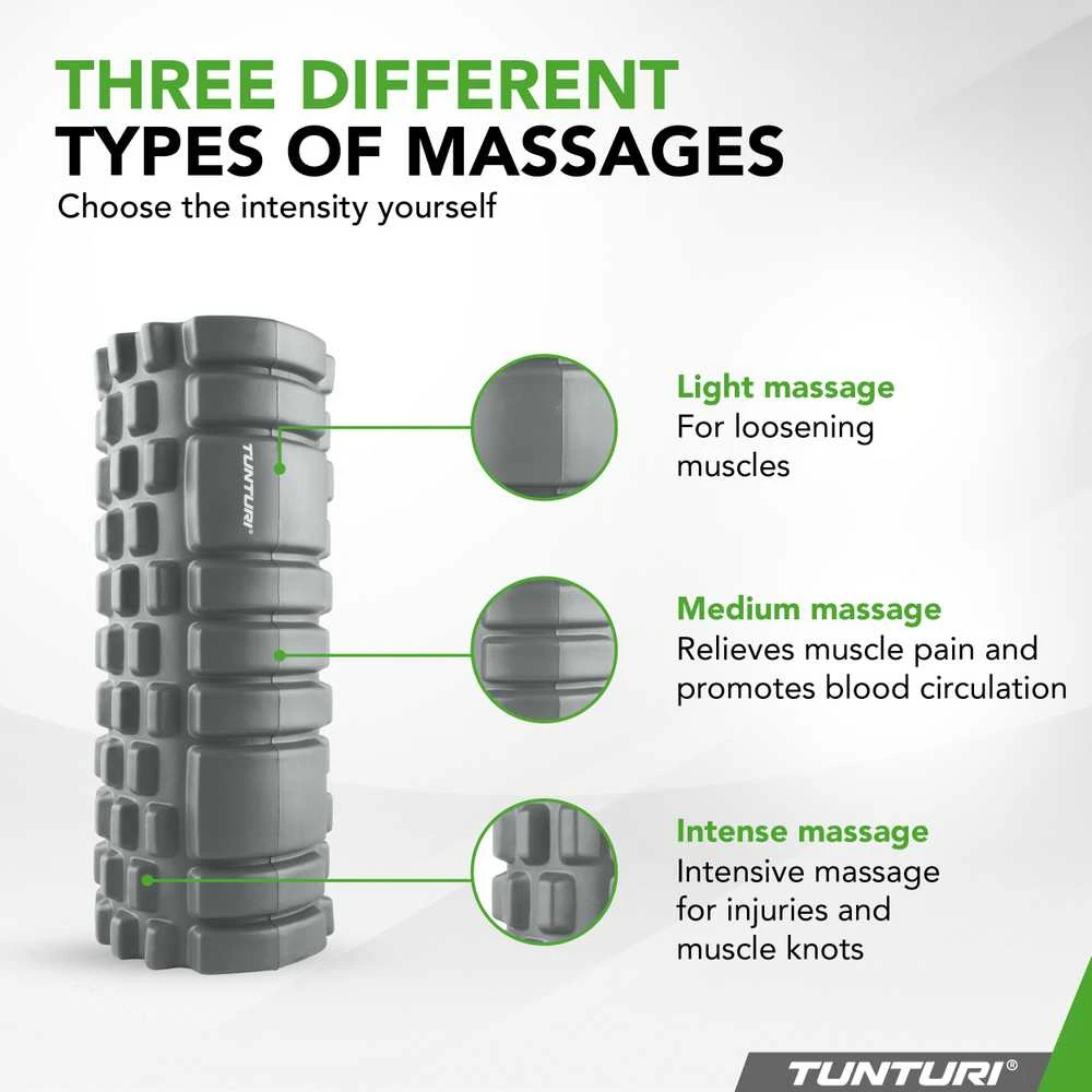 Masažinis Volas Tunturi Yoga Grid Foam Roller, 33 cm (Spalva: Pilka)