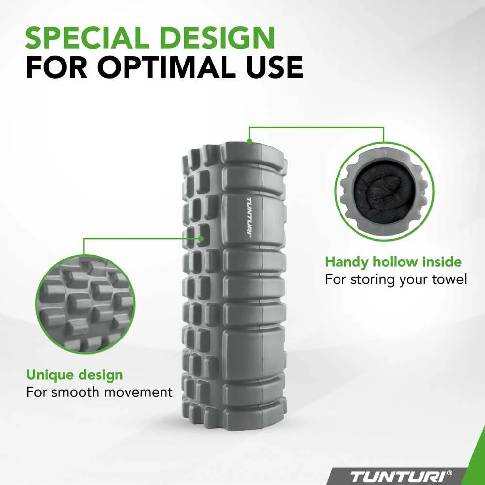 Masažinis Volas Tunturi Yoga Grid Foam Roller, 33 cm (Spalva: Pilka)