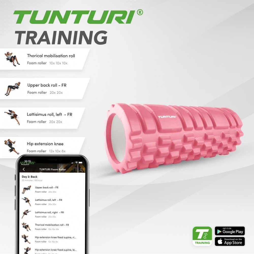 Masažinis Volas Tunturi Yoga Grid Foam Roller, 33 cm (Spalva: Rose auksinis)