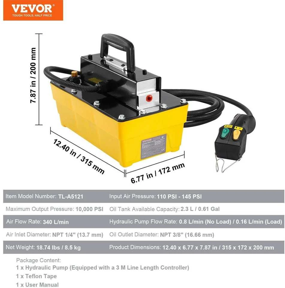 VEVOR Hidraulinis oro siurblys 10 000 PSI