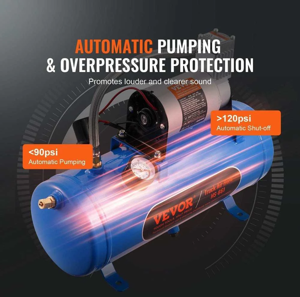 VEVOR 12V oro kompresorius su 6L talpa