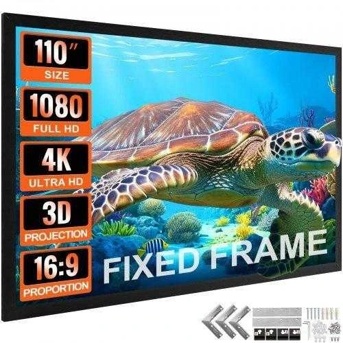 VEVOR 110 colių 4K projektoriaus ekranas 16:9 formatas
