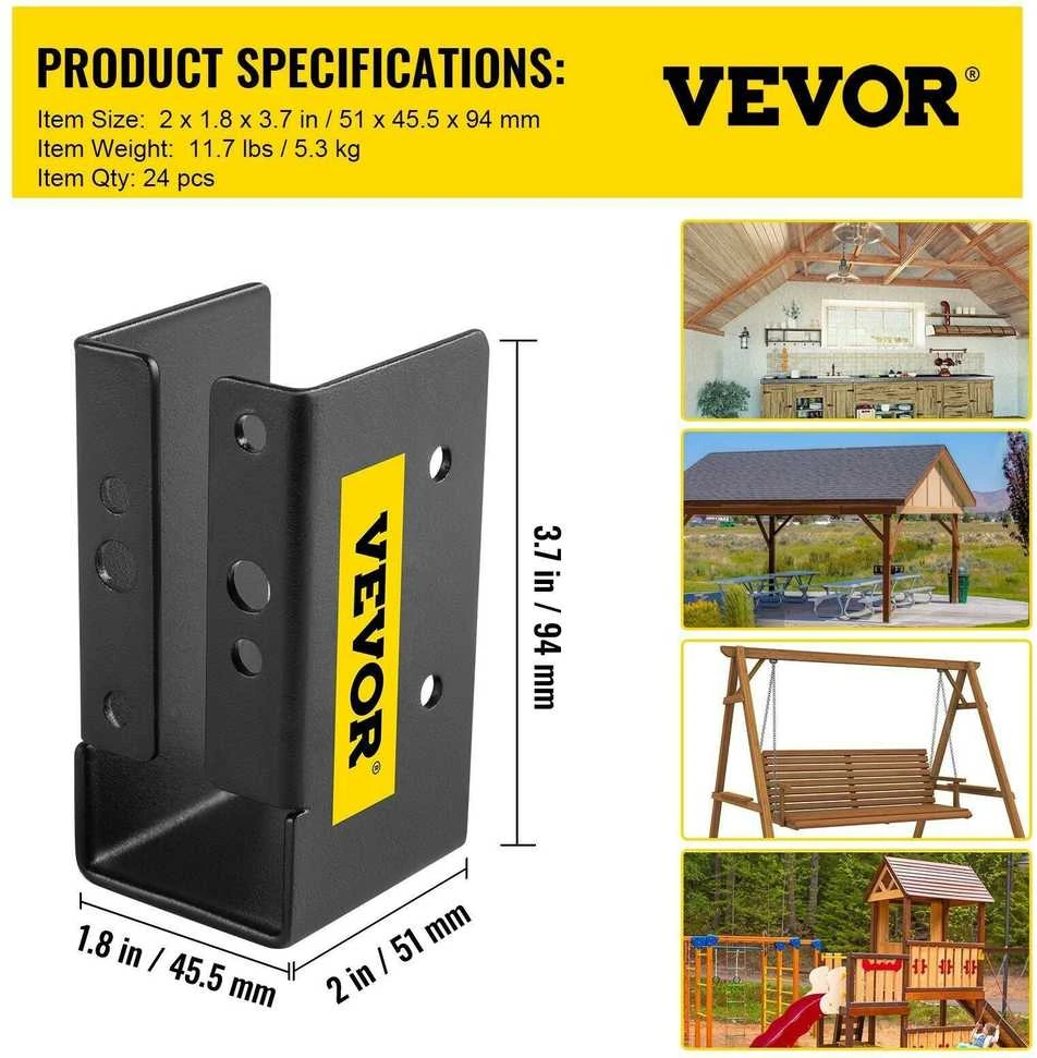 Vevor Paslėptas flanšinis sijos laikiklis 24vnt 2x4 medienai