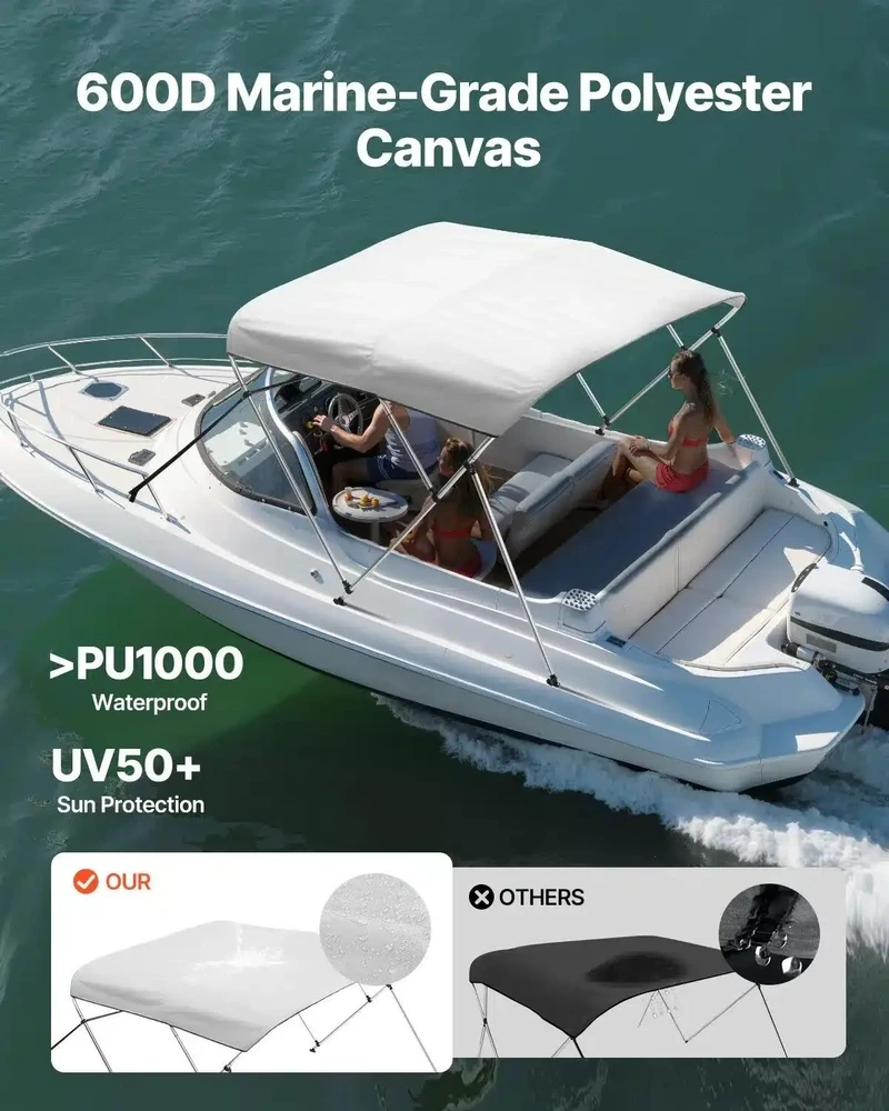 VEVOR Trijų lankų valties bimini stogelis