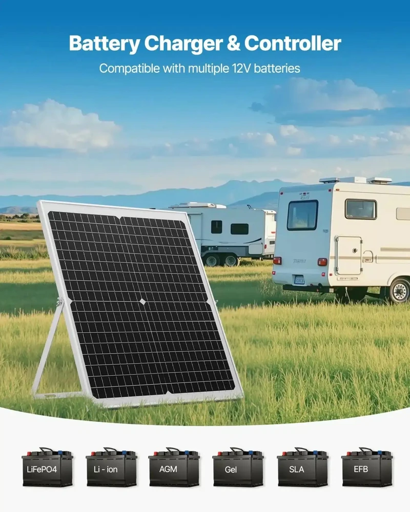 VEVOR 12V saulės baterijų įkroviklis 30W