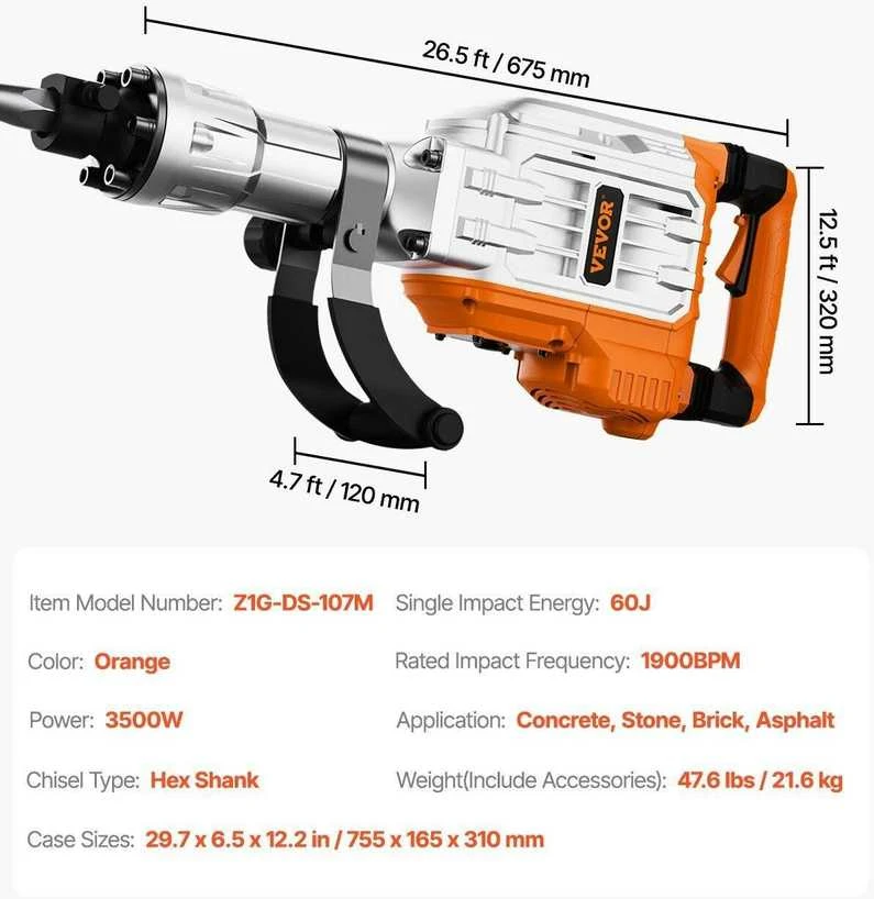 Vevor Griovimo kūjis su 2 kalteliais 3500W