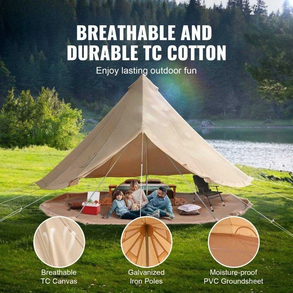 VEVOR Drobės kupolo palapinė 5 m, tinkama visiems sezonams