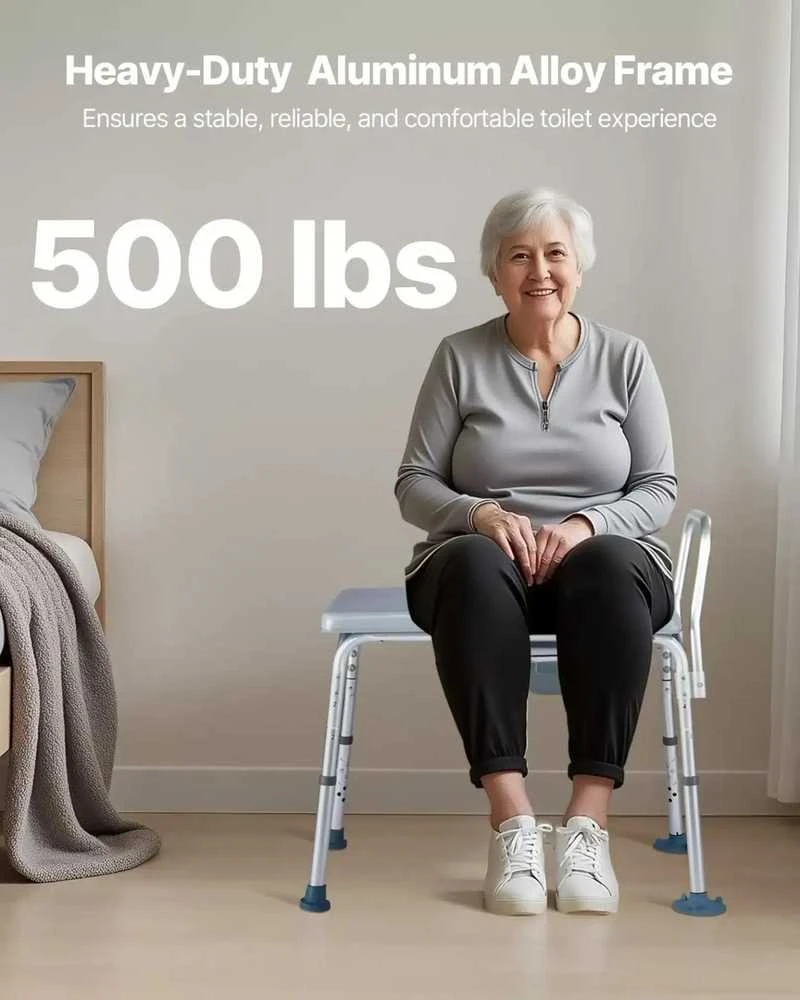 4 viename tualeto kėdė neįgaliesiems ir senjorams, paaukštinta tualeto sėdynė, 227 kg, reguliuojamas aukštis