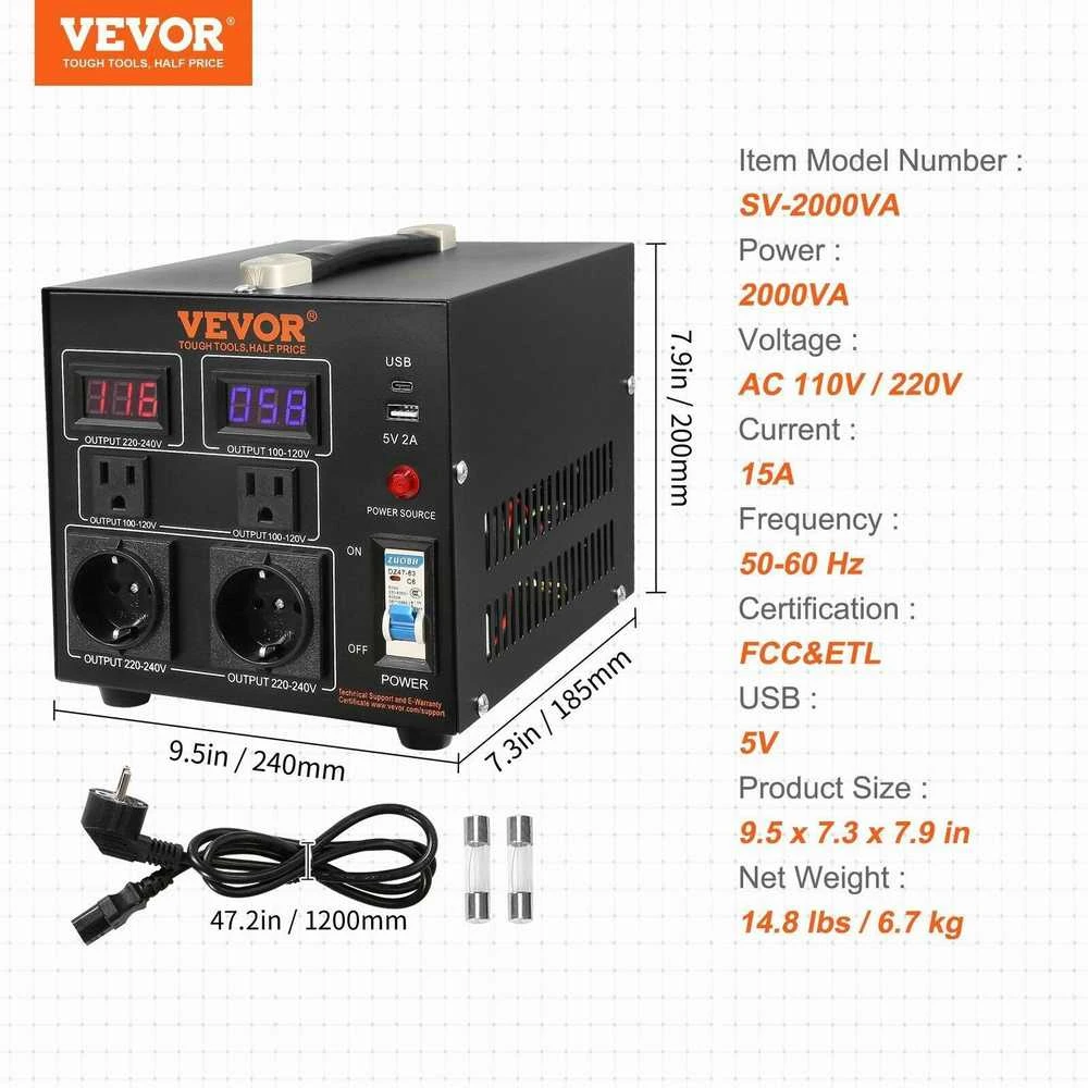 VEVOR Įtampos keitiklis- transformatorius 2000VA
