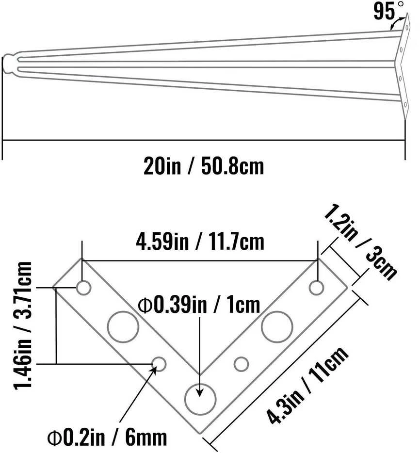 VEVOR Plieninės lenktos stalų kojos, 50.8 cm, 4 vnt.