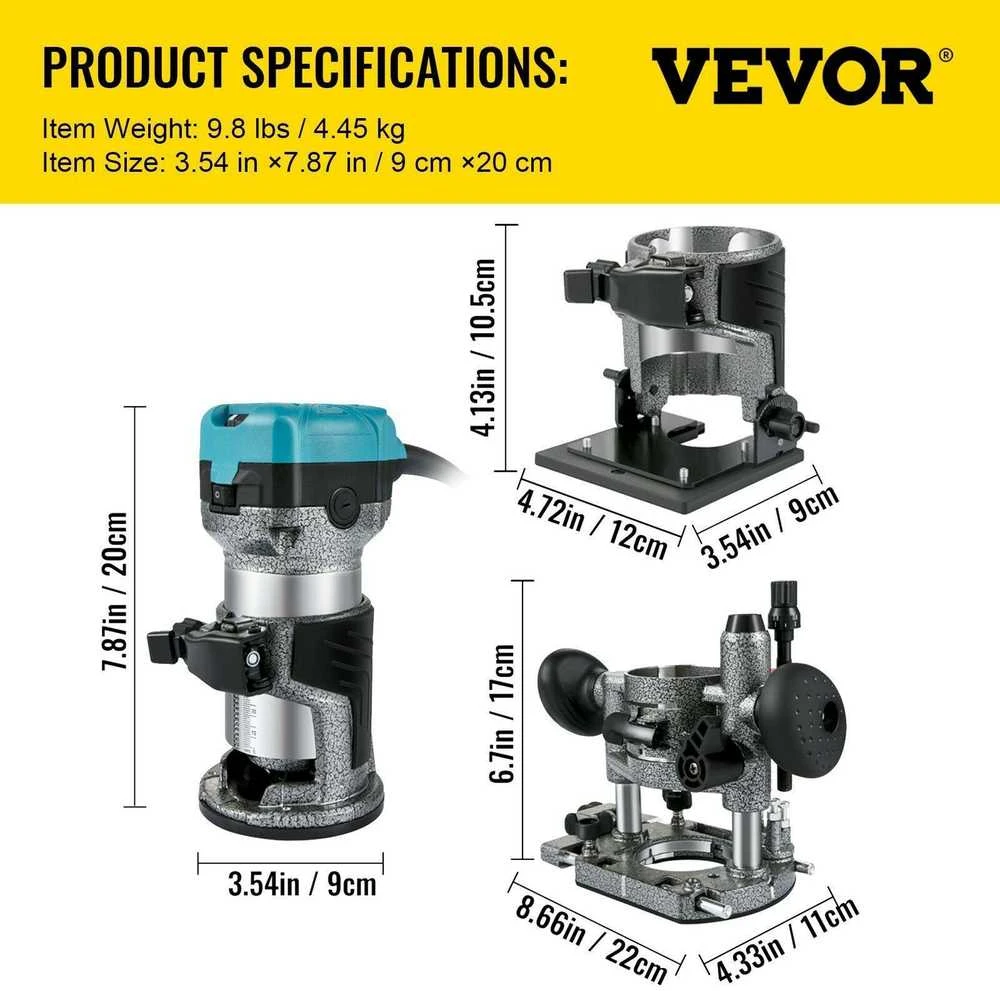 VEVOR Medienos freza 710W su priedais