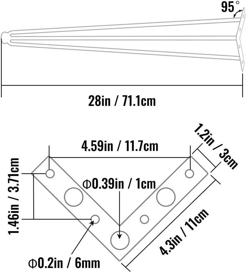 VEVOR Plaukų segtukų stalo kojos 71 cm, 4 vnt.
