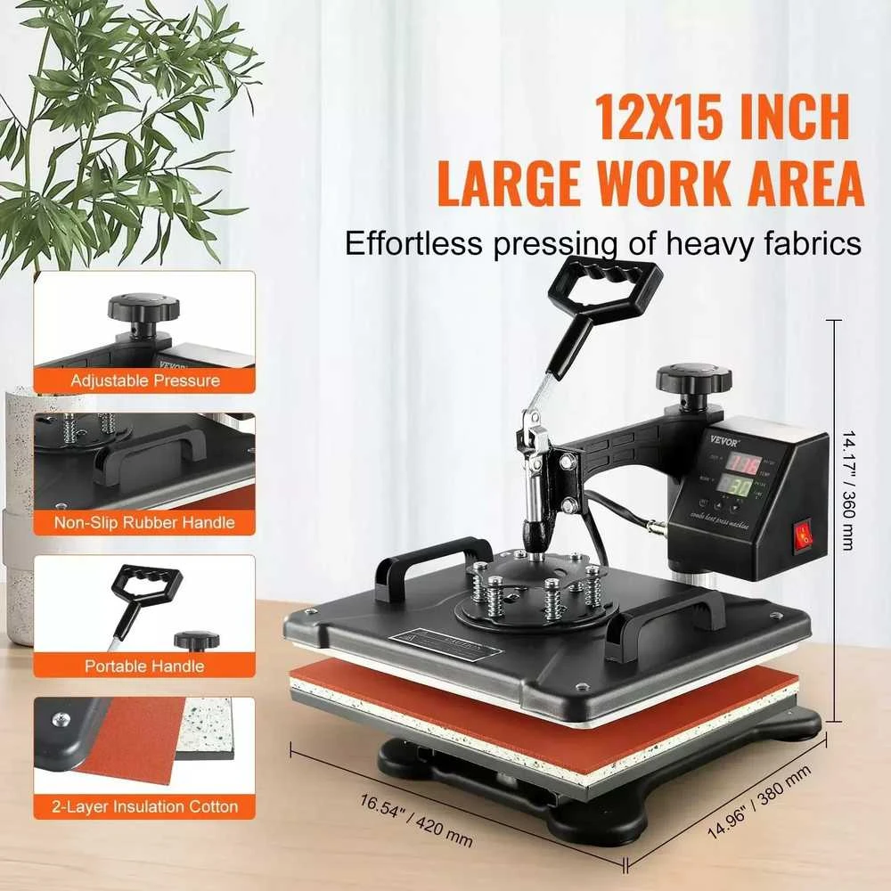 VEVOR 8 in 1 šilumos spaudimo presas 38x30cm