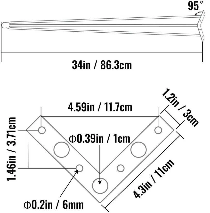 VEVOR Plaukų segių stalo kojos, 86 cm, juodos, 4 vnt.