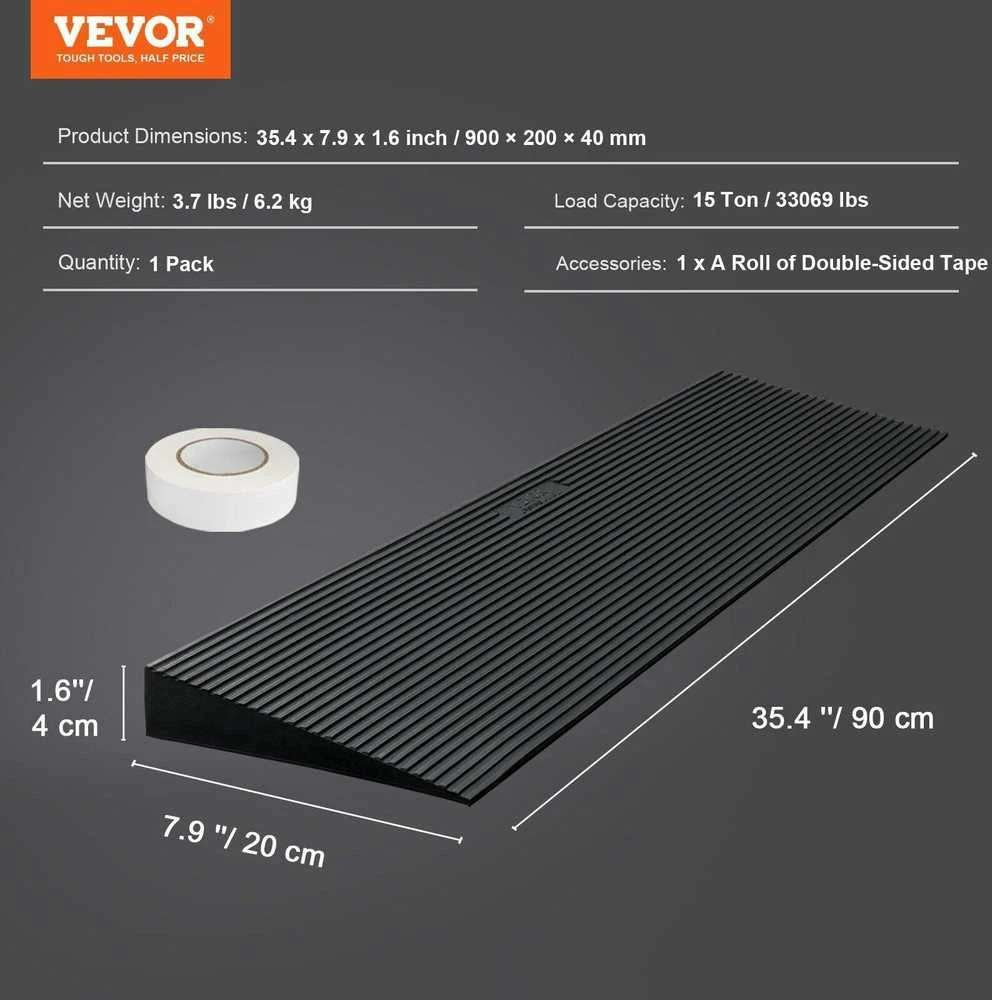 Vevor 1.6 cm slenkstinė guminė rampa robotams