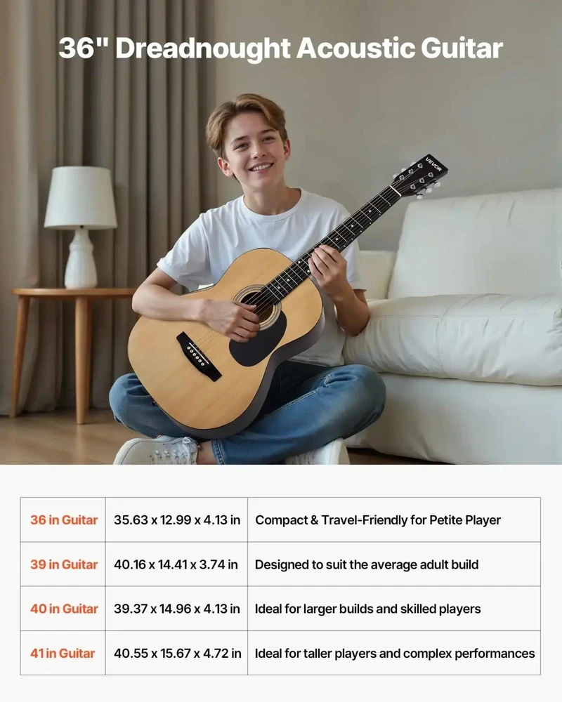 VEVOR 36 colių akustinė gitara pradedantiesiems