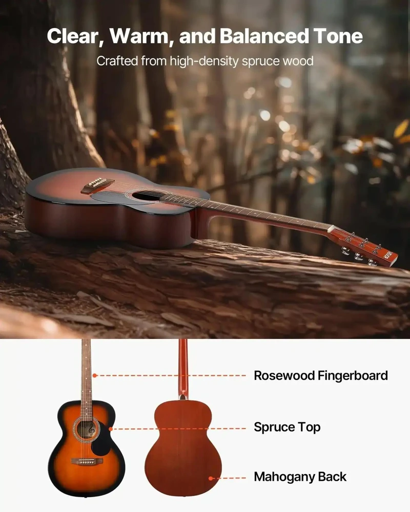 VEVOR Drednoto akustinė gitara su priedais, 40 cm