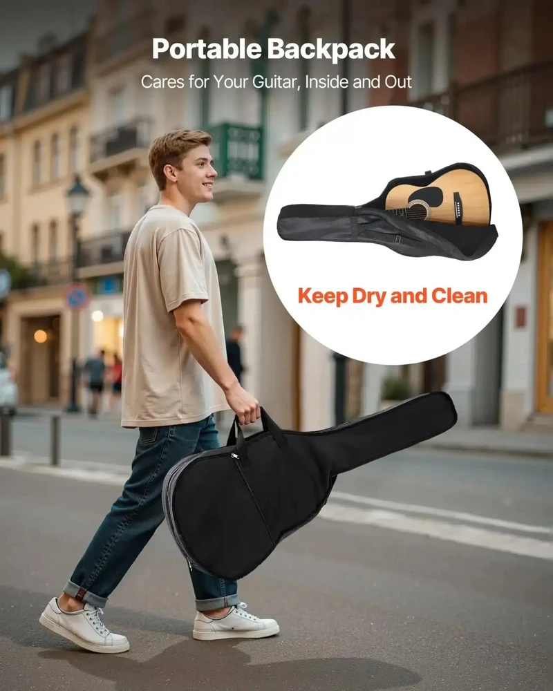 VEVOR Dreadnought akustinė gitara 99 cm pradedančiųjų rinkinys