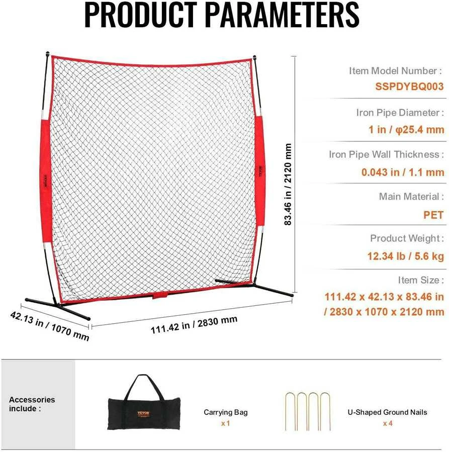 VEVOR 7x7 ft sporto barjerinė užtvara