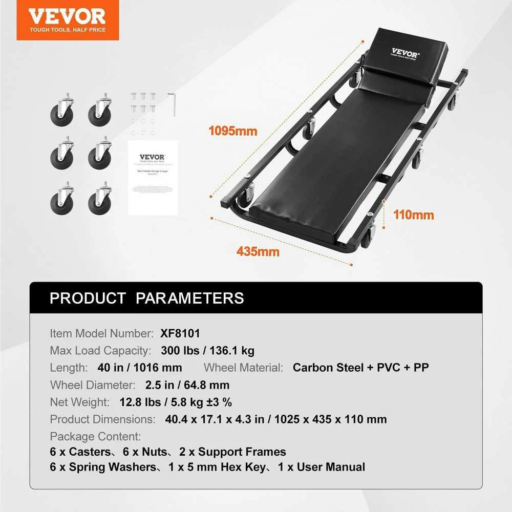 VEVOR Mechanikų garažinis vežimėlis 300 kg talpos