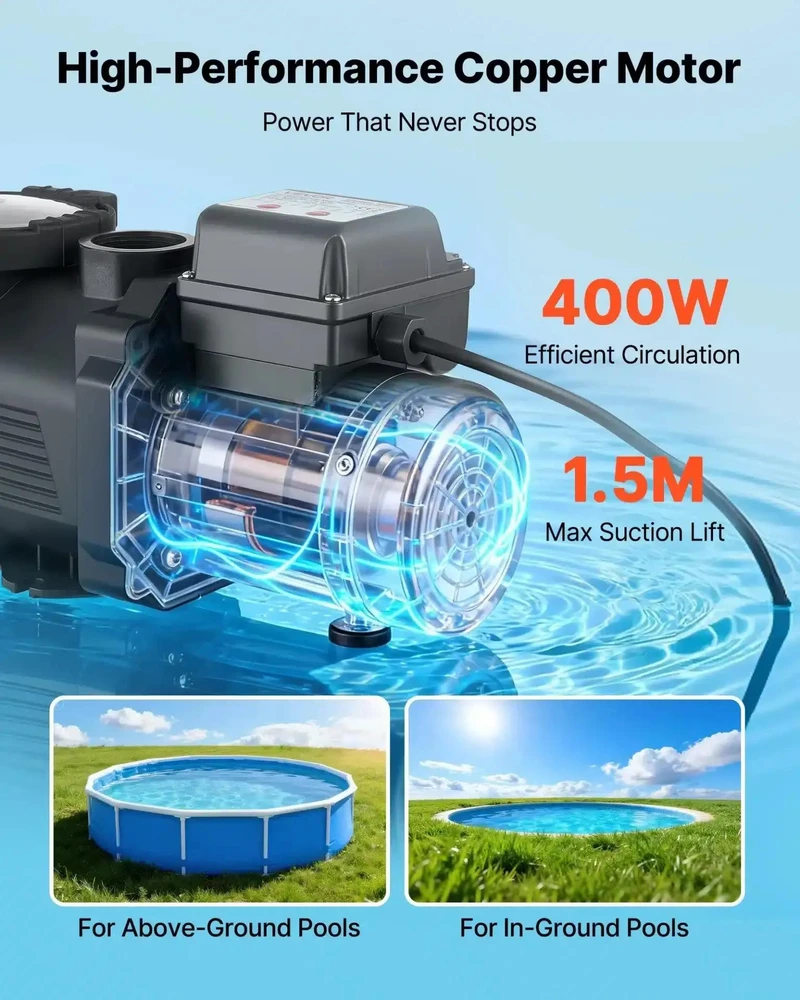 VEVOR Baseino siurblys, 400W, didelė galia