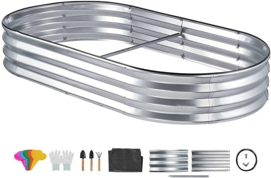 Vevor Cinkuota metalinė dėžė daržovėms 180x90x30cm