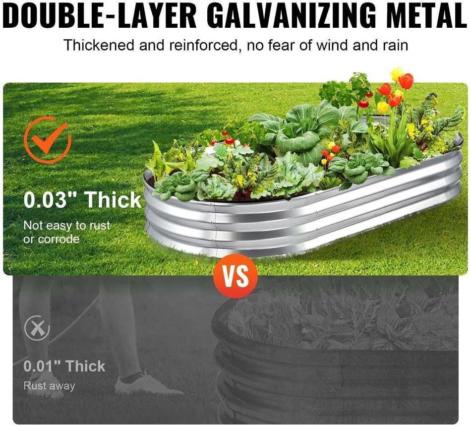 Vevor Cinkuota metalinė dėžė daržovėms 180x90x30cm
