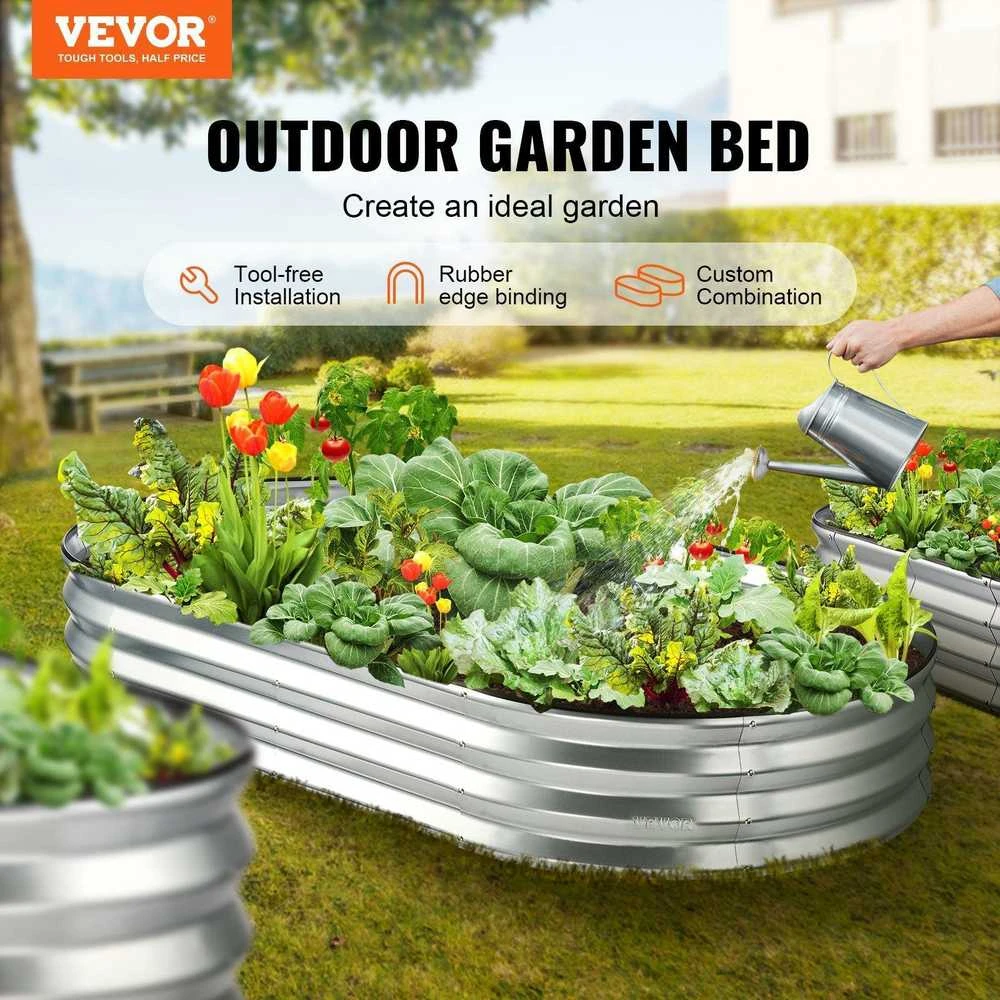 Vevor Cinkuota metalinė dėžė daržovėms 180x90x30cm
