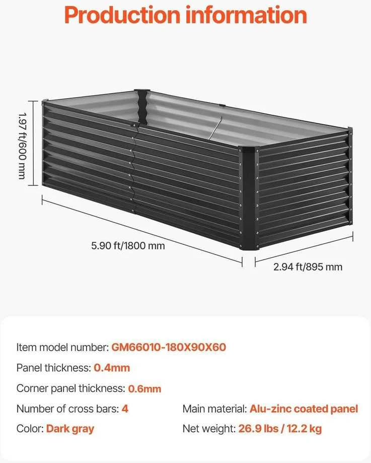 VEVOR Daržovių lysvės sodinimui 1800x895x600mm