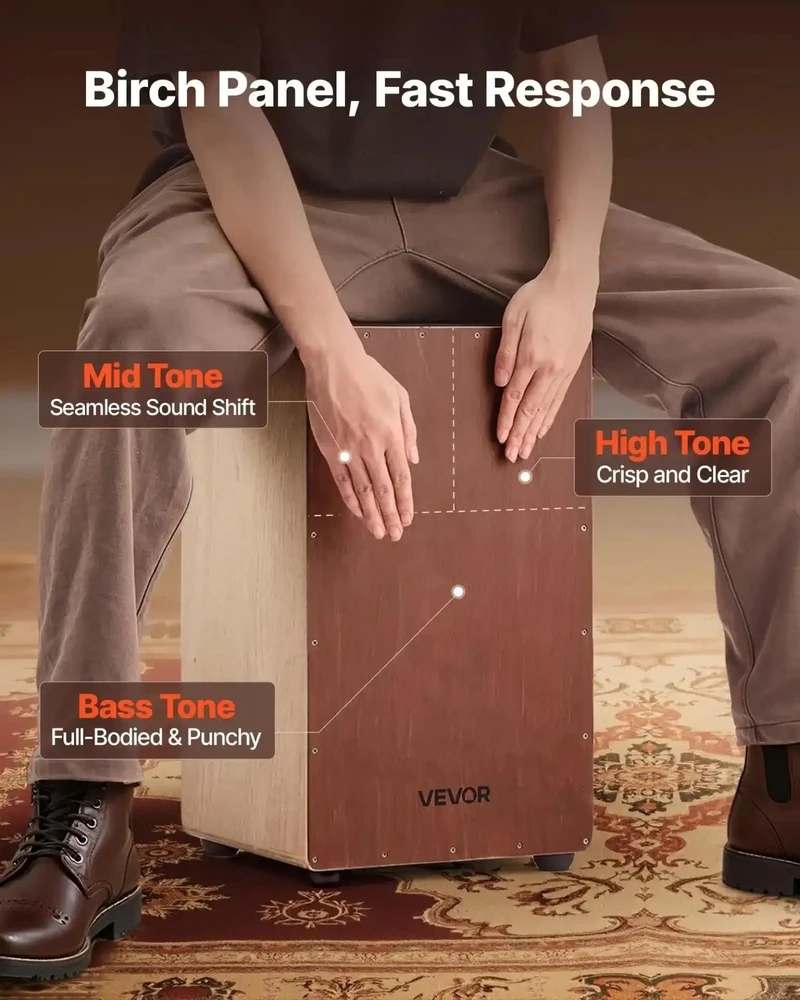 VEVOR Didelis klevo medienos cajon būgnas su stygomis
