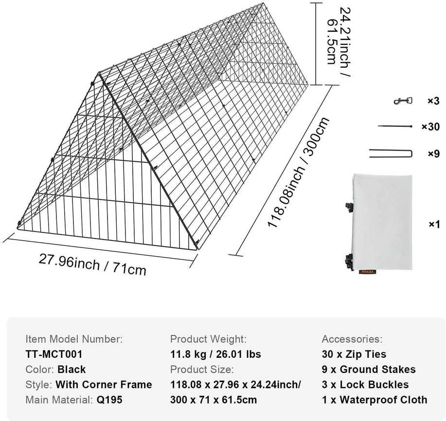 VEVOR Vištų tuneliai: 300 x 71 x 61.5 cm