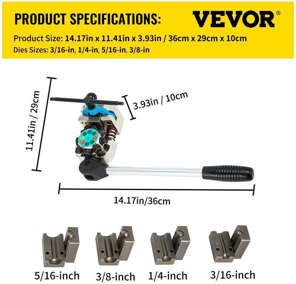 VEVOR Dvigubo flaringo įrankių rinkinys – tinka 3/16″–3/8″ stabdžių, alyvos ir aušinimo sistemoms