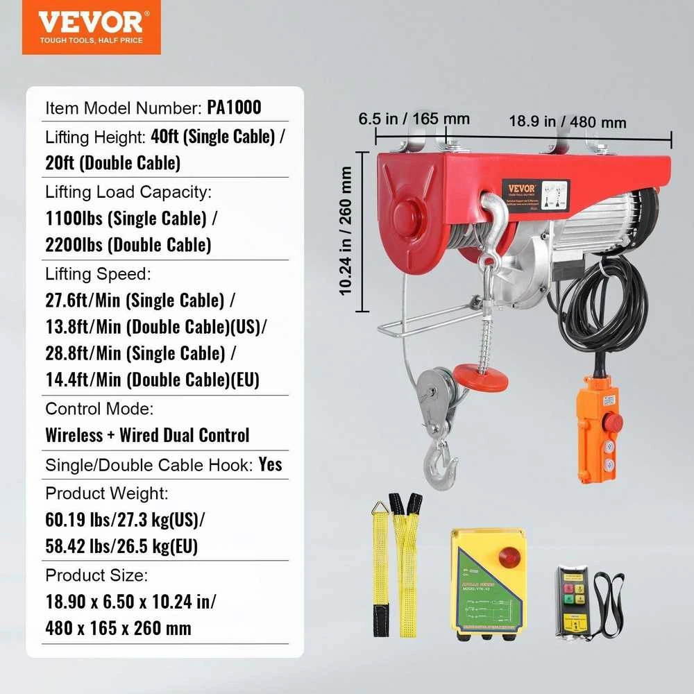 VEVOR Elektrinis keltuvas su nuotoliniu valdymu