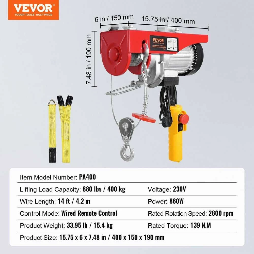 VEVOR Elektrinis keltuvas su valdymo pultu, 400 kg