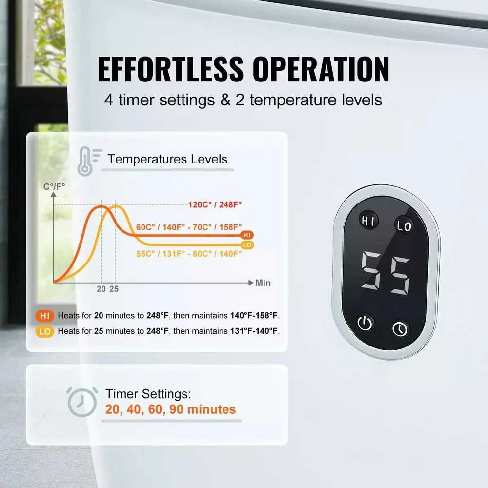 Vevor 25L rankšluosčių šildytuvas su LED ekranu