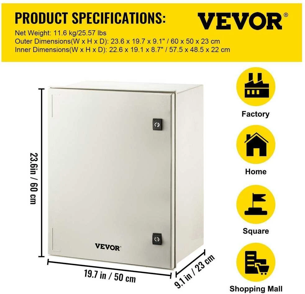 VEVOR NEMA plieno dėžutė 60 x 50 x 23 cm