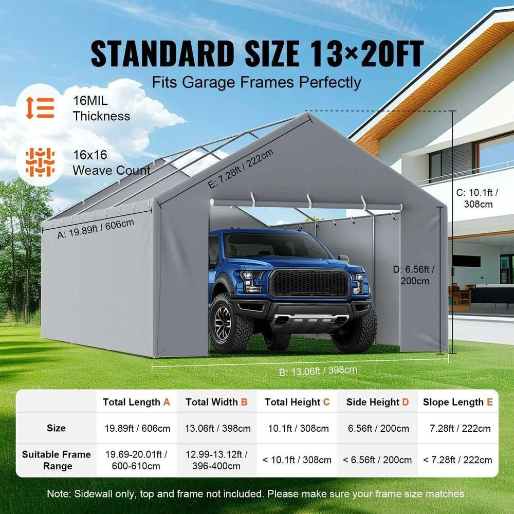 VEVOR Automobilio stoginės keitimo sienelė 4 x 6 m