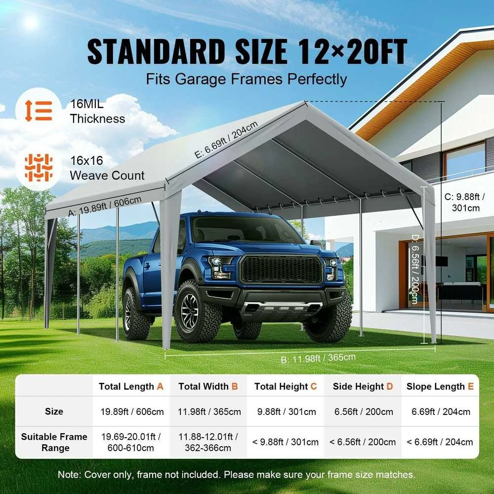 VEVOR Automobilinis stogelis 12 x 20 ft, tik tentas