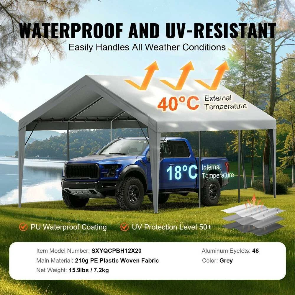 VEVOR Automobilinis stogelis 12 x 20 ft, tik tentas