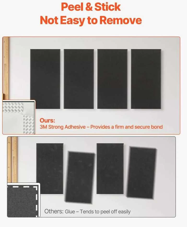 Garso izoliacinės plokštės, 4 vnt. / 60x30x5 cm, juodos