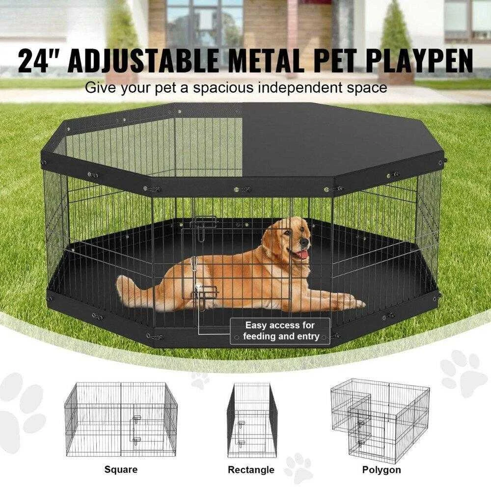 VEVOR Šunų maniežas, 8 panelės su viršutine danga ir kilimėliu