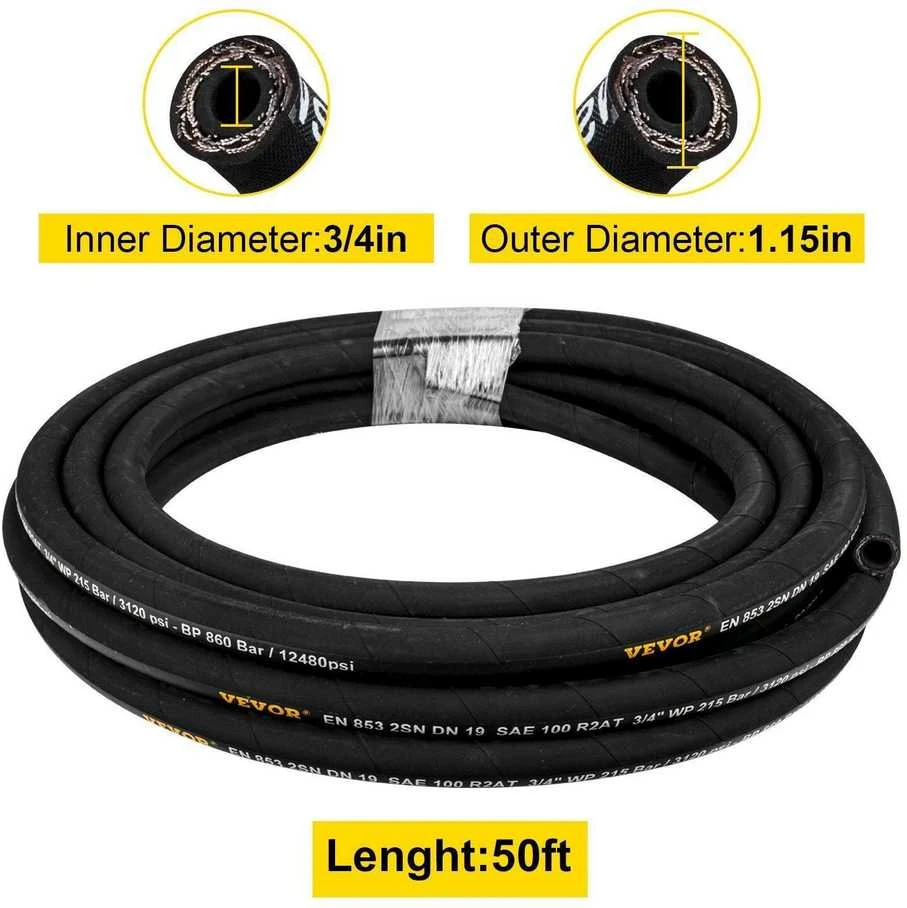 VEVOR Hidraulinė žarna 3/4 col. x 15 m, įvyniota