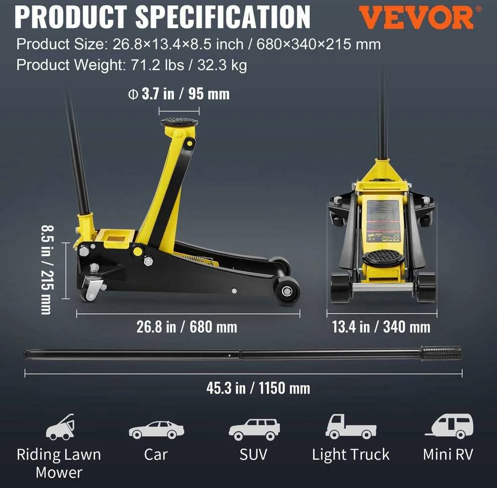 VEVOR Žemas automobilių kėliklis 2,5 tonos
