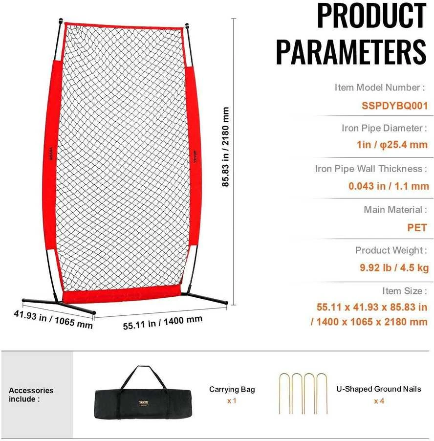 VEVOR Basebolo ir softballo apsauginis ekranas 213x122 cm