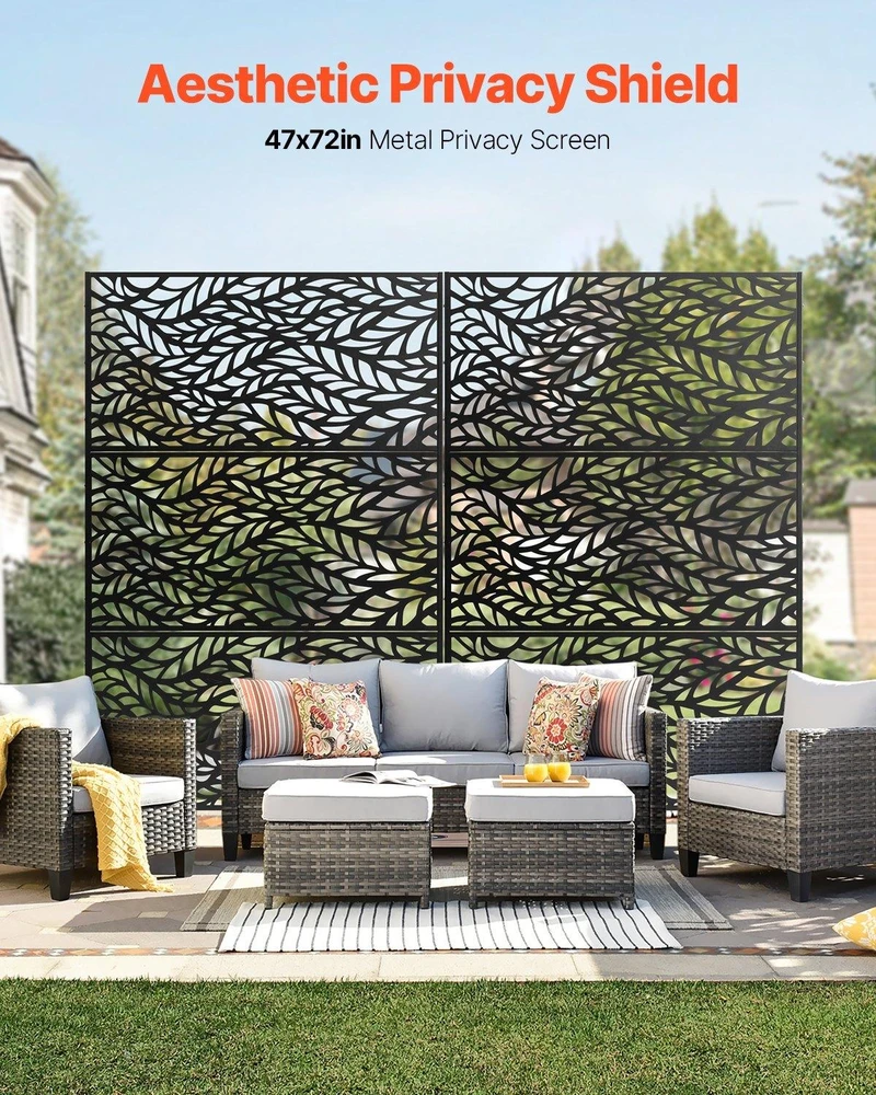 VEVOR Metalo privatumui skirtas ekranas 120 x 183 cm juodas