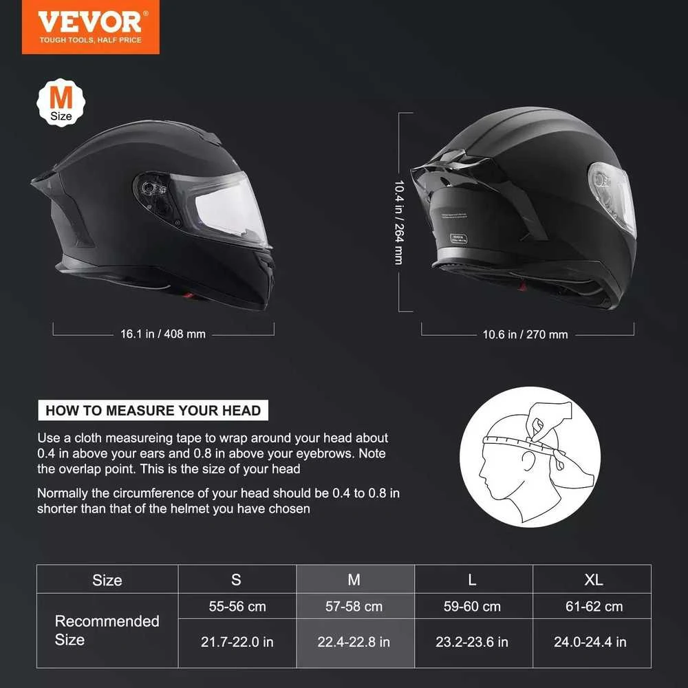 VEVOR Pilno veido motociklininko šalmas su „Bluetooth“ lizdu